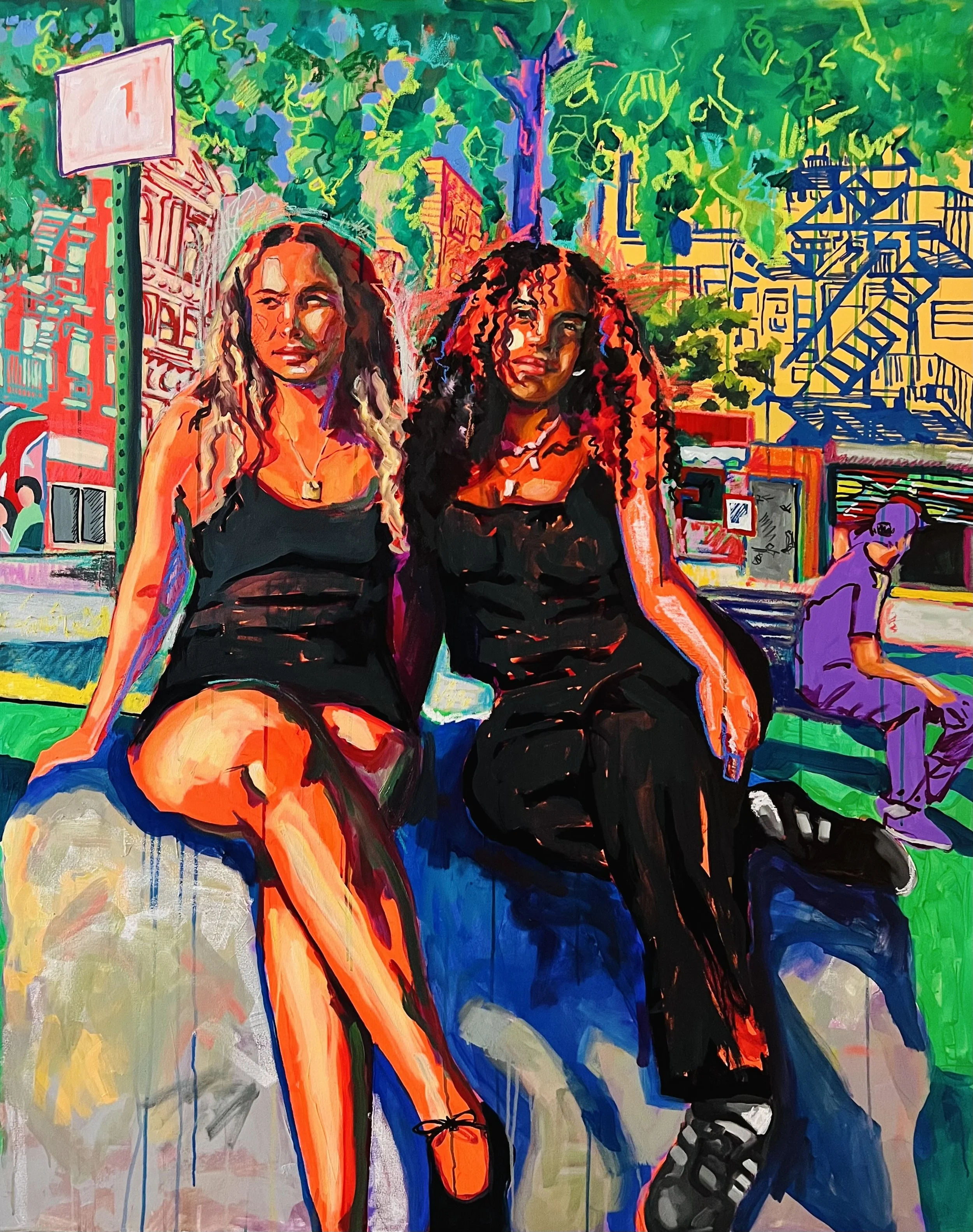 Dimes In The Square, 2024, 60 in x 48 in (152.4 cm x 121.92 cm), Mixed Media on Canvas