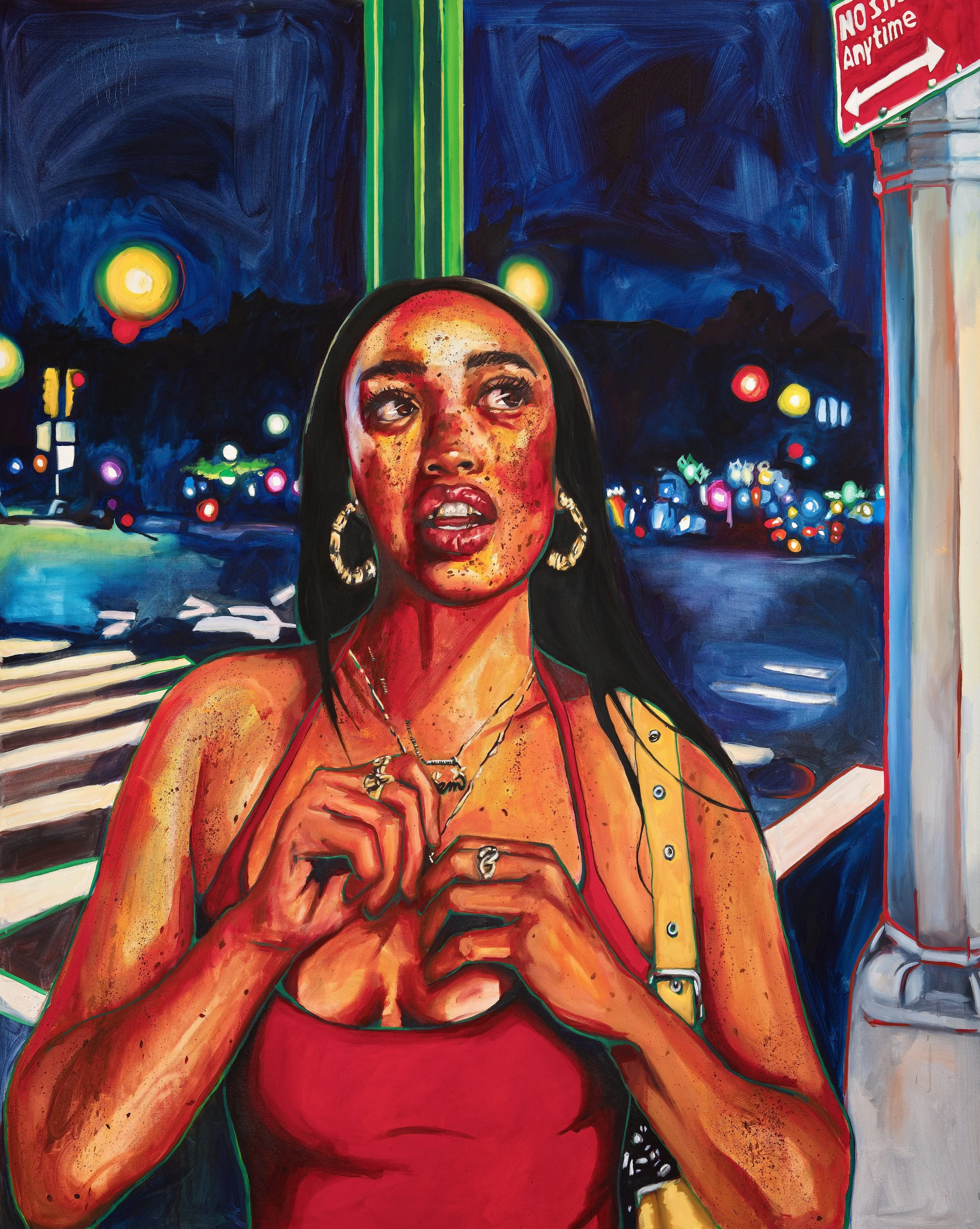 Salem at Night, 2025, 60 in x 48 in (152.4 cm x 121.92 cm) Oil on Canvas