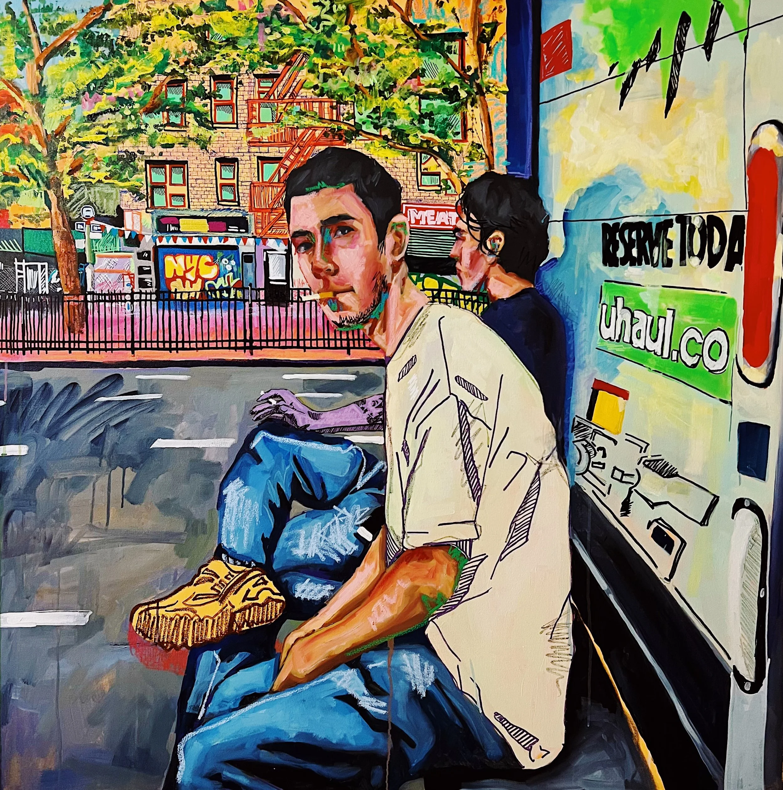 U-Hauling, 2023, 48 x 48 (121.92 cm x 121.92 cm), Mixed Media on Canvas