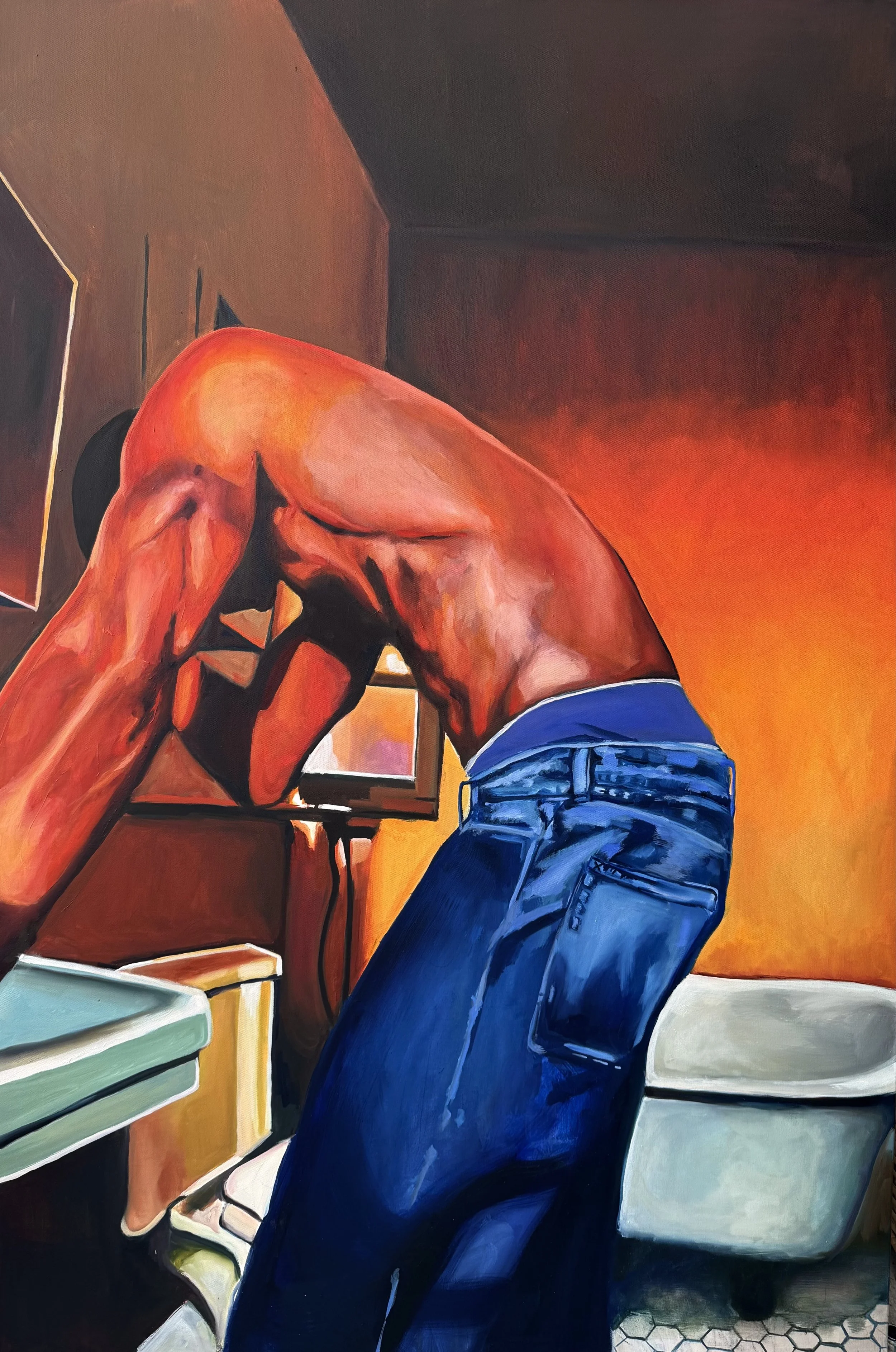 Golden Boy, 2026, 60 in x 40 in (152.4 cm x 101.6 cm), Oil on Canvas