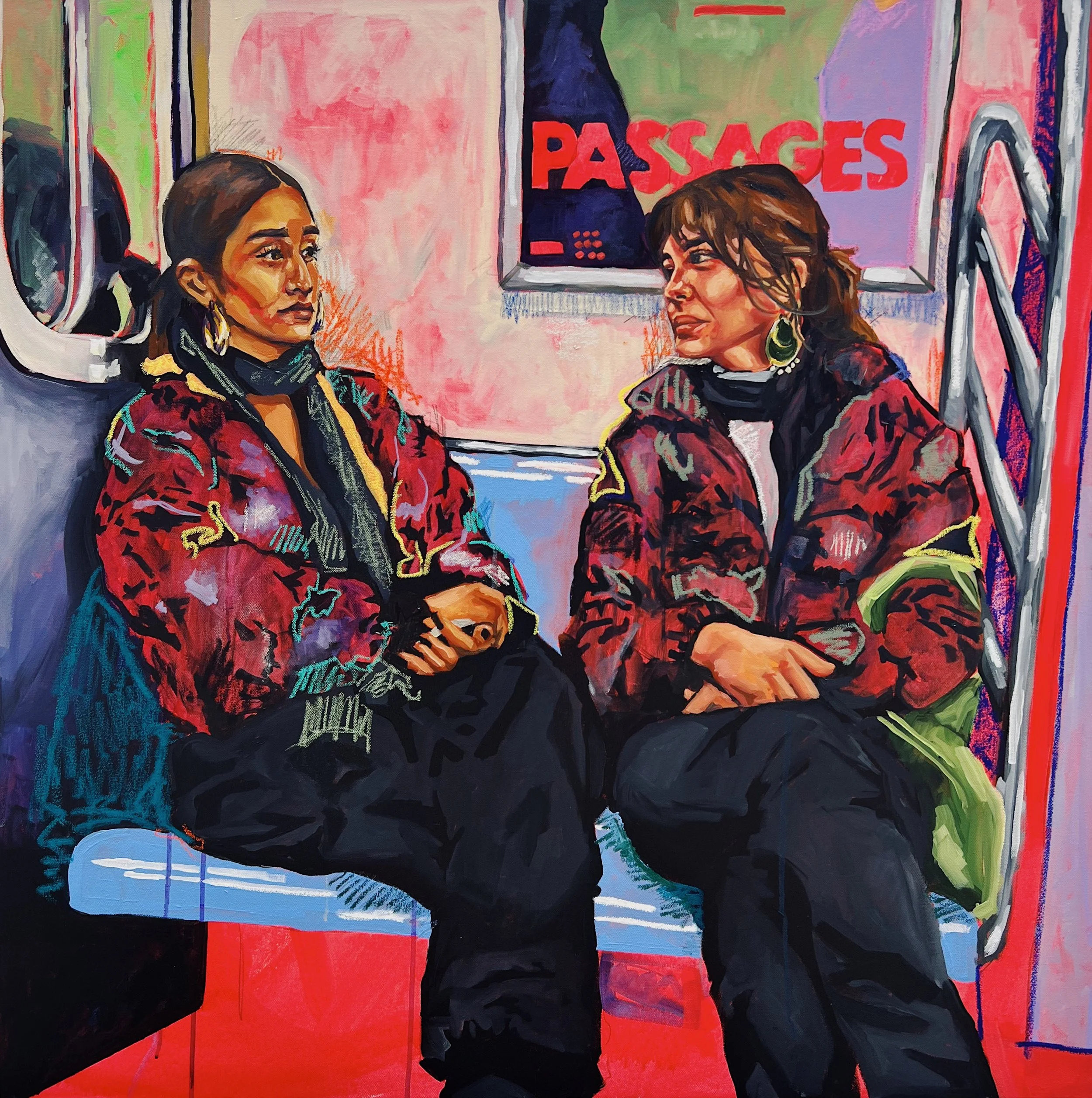 Passages, 2023, 36 in x 36 in (91.44 cm x 91.44 cm), Mixed Media on Canvas