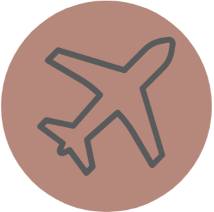 Outline drawing of an airplane on a brown background