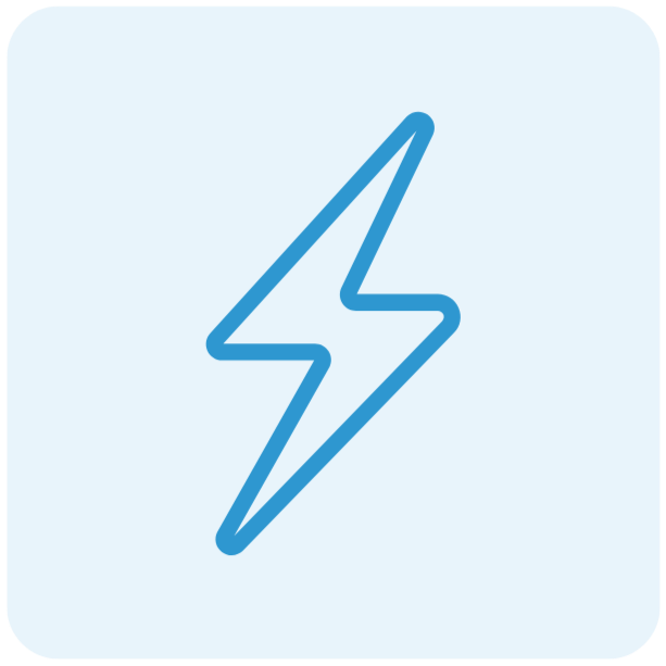 A blue lightning bolt icon on a light blue background.