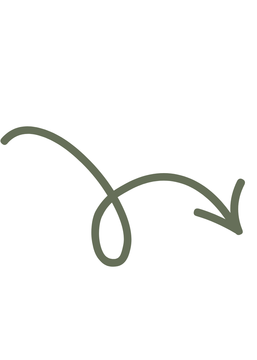 A dark green, curved arrow pointing downward.