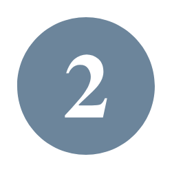 Number two inside a blue circle.