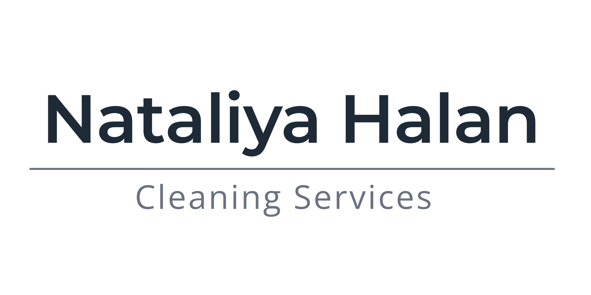 Logo for Nataliya Halan Cleaning Services with text in dark blue and gray.