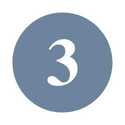 Number three inside a blue circle.