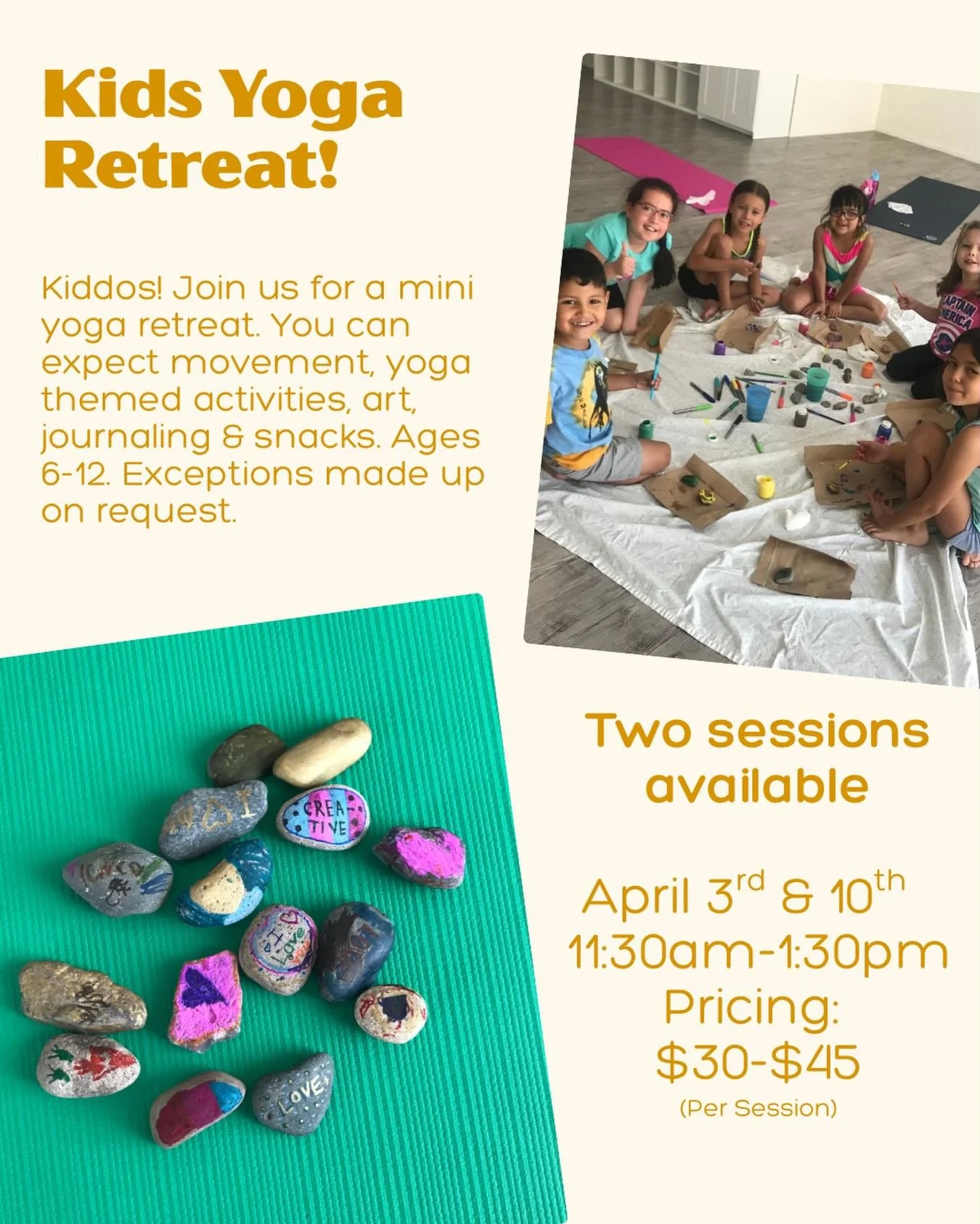 We&rsquo;re excited to host a Kids Retreat with @claircota during Spring Break!

This special experience is designed to give kids a space to move, create, and connect through yoga, mindful activities, and creative play. Yoga is a tool that can suppor