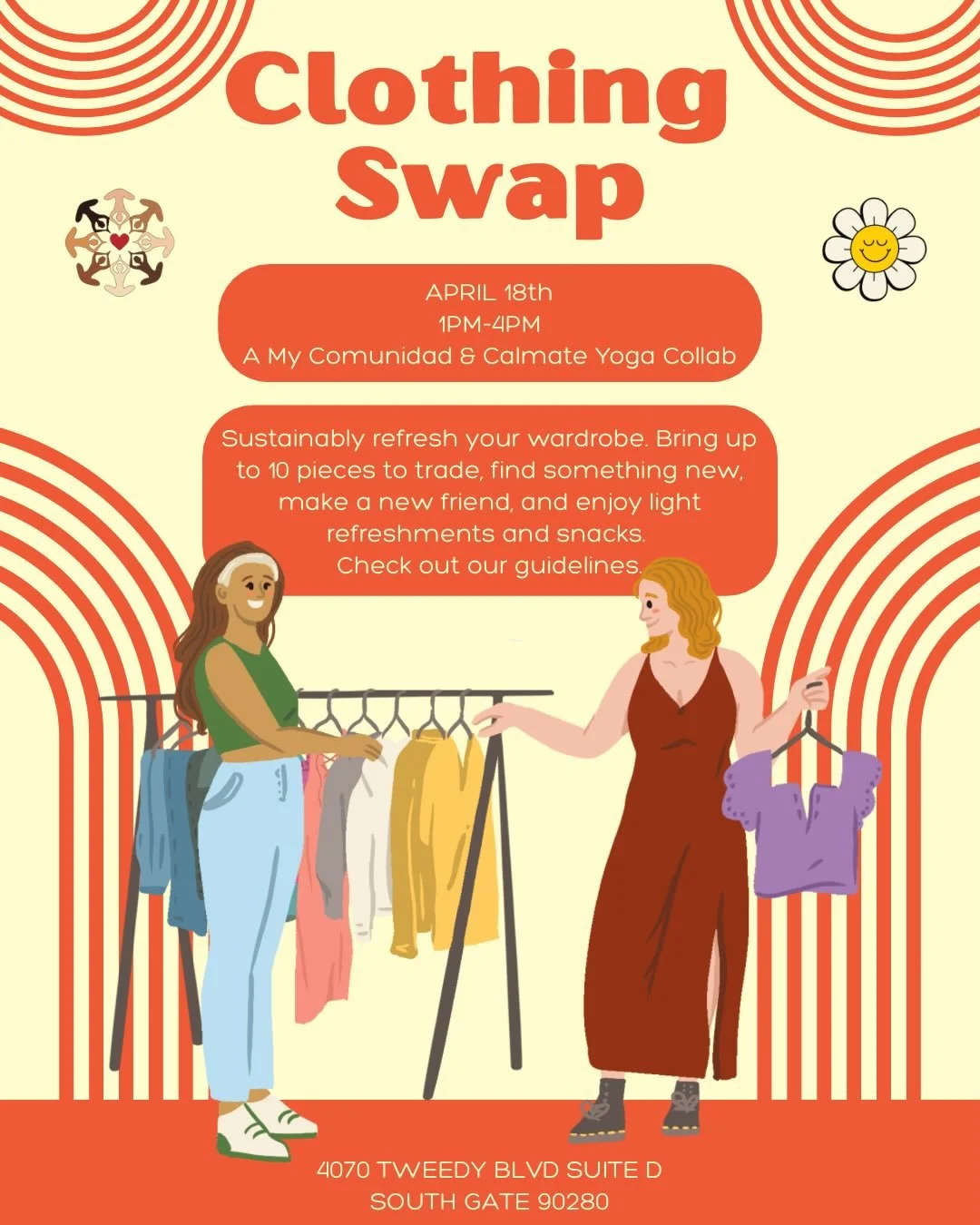 In honor of Earth Day, we&rsquo;re bringing back our Community Clothing Swap ♻️✨

Join us on April 18th from 1&ndash;4 pm for an afternoon of sharing, swapping, and giving clothes a second life &mdash; all while being in community.

This is a chance 