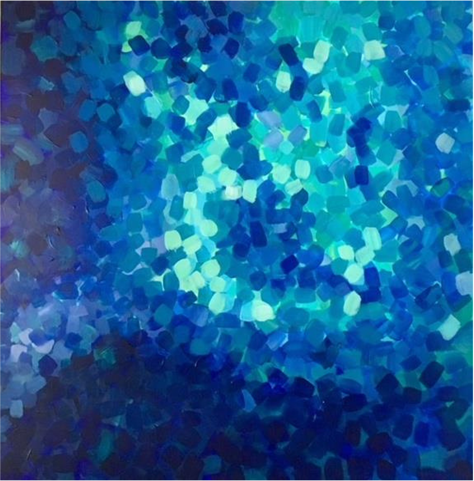 Abstract image of blue and turquoise hexagonal shapes with light reflections.