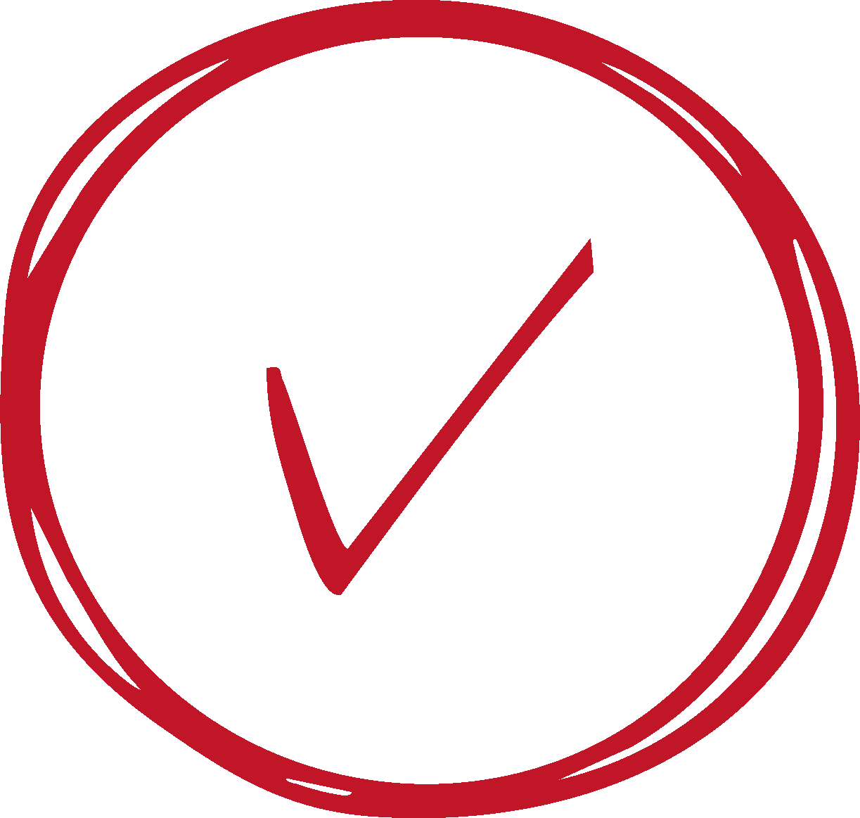 Red checkmark inside a red circle on a white background.