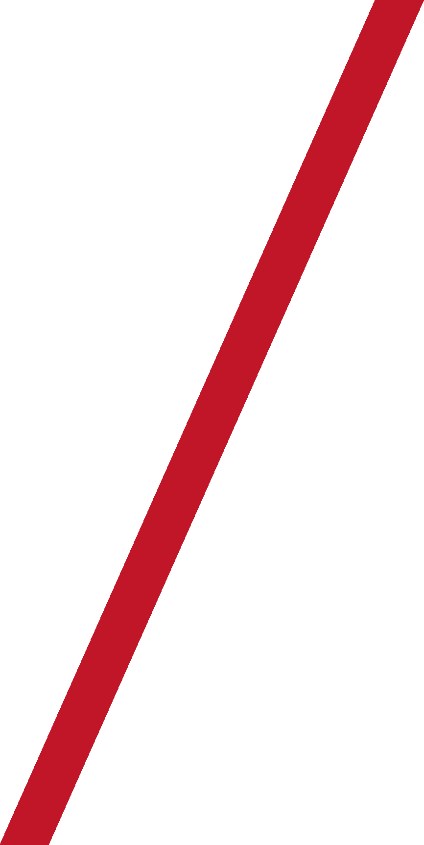 Red diagonal line from the upper right to the lower left.