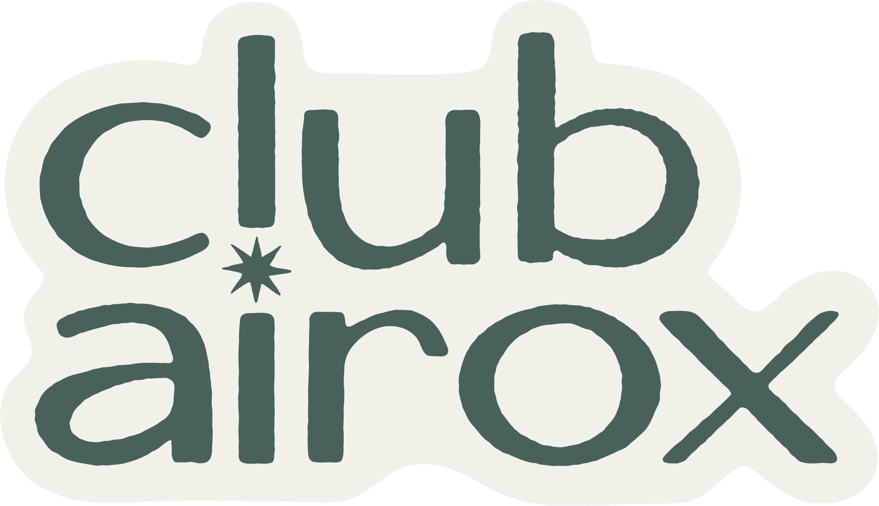 Stylised logo of the words 'club airox' with a small star between the words.
