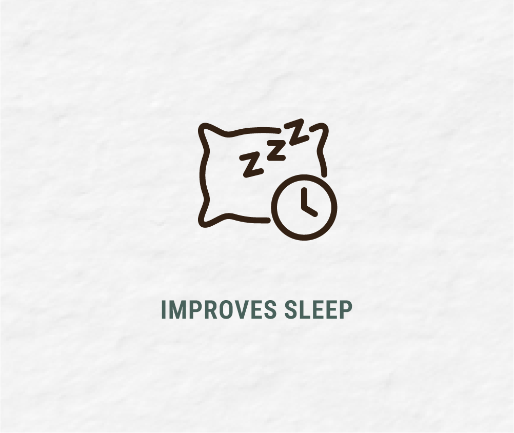 Icon of a pillow with Z's above it and a clock, indicating improved sleep.