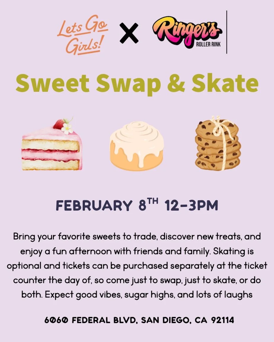 🍬🛼 **Sweet Swap &amp; Skate at Ringer&rsquo;s Roller Rink** 🛼🍬
February 8th | 12&ndash;3 PM 
*Skating available until 5pm

Bring your favorite homemade treats or store-bought sweets and get ready to swap, sample, and snack your way through the af