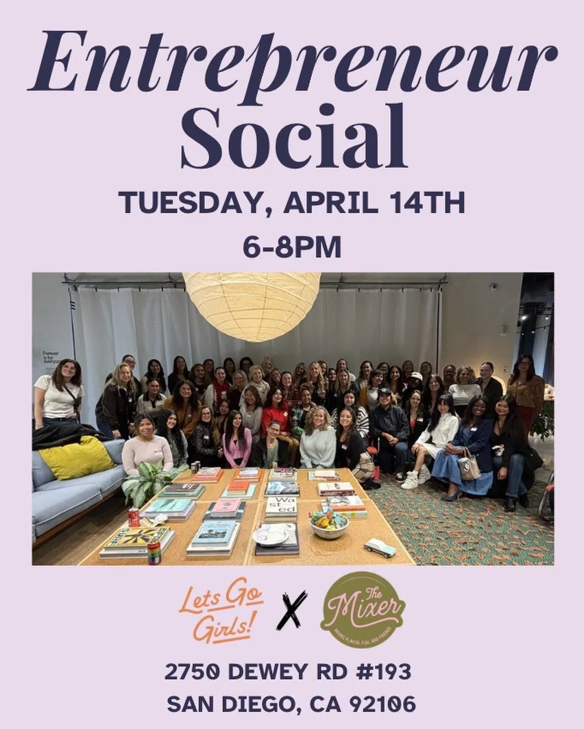 ✨ Lets Go Girls Entrepreneur Social aka Networking Night @ The Mixer ✨

📍 2750 Dewey Rd #193, Liberty Station
🕕 6&ndash;9 PM

A mixer made for connection, collaboration, and community. 💫
Network with San Diego&rsquo;s founders, creatives, and prof