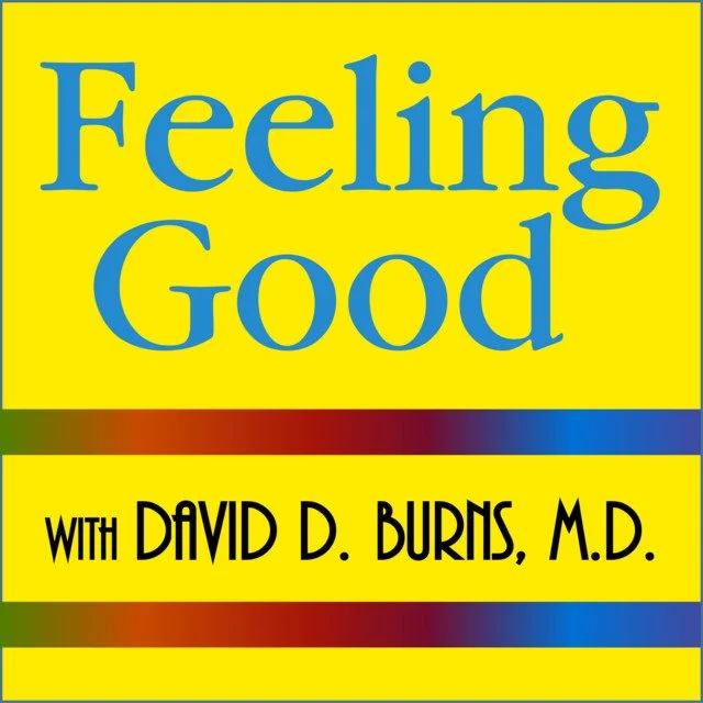 Book cover with yellow background and blue text, titled 'Feeling Good' by David D. Burns, M.D.
