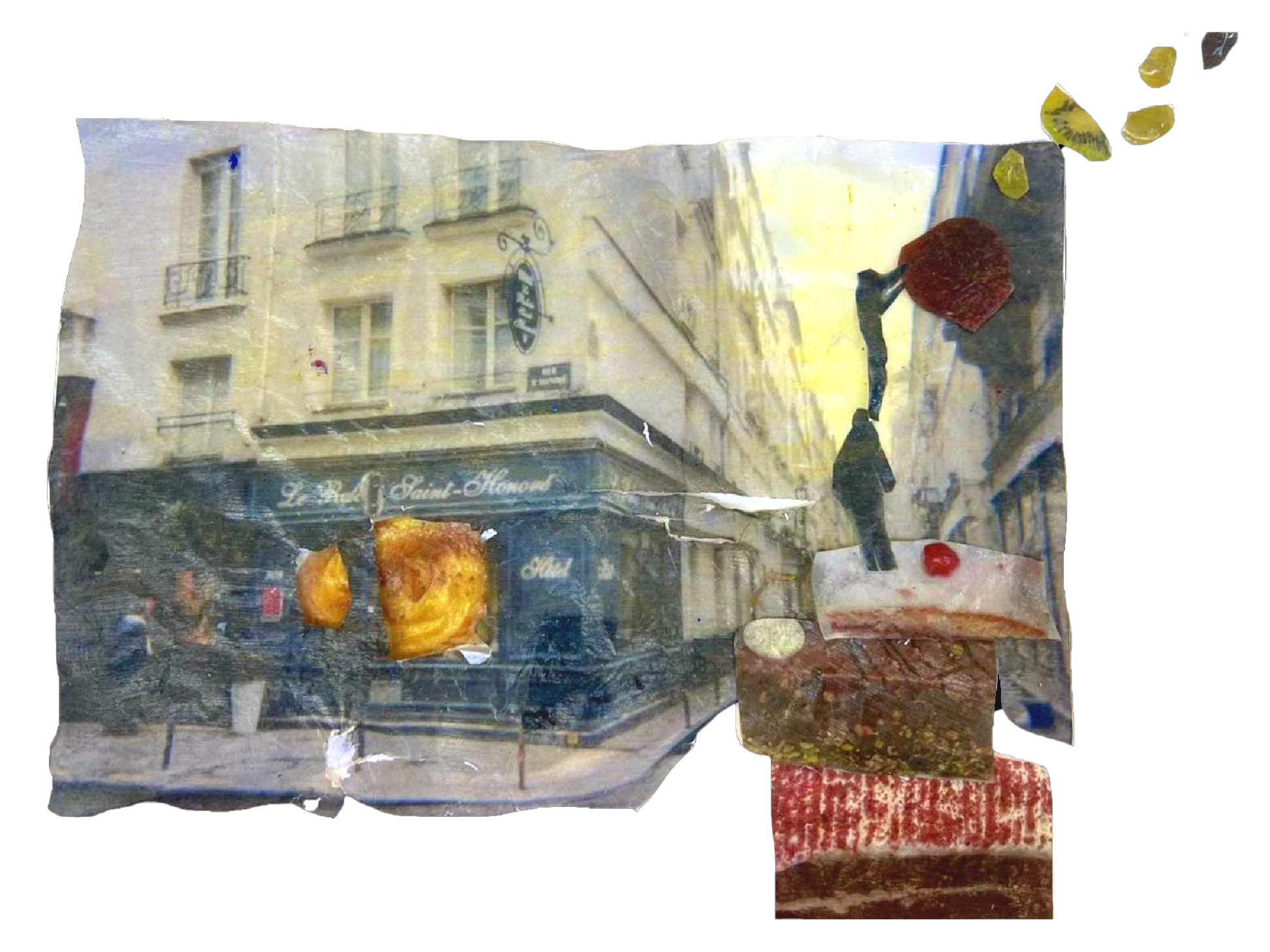 Parisian Cafe (collage on paper 11x8.5in)