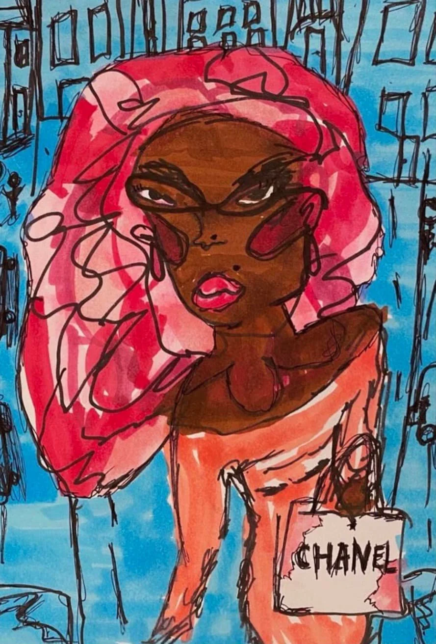 Chanel Girl (marker on paper 8.5x11in) 