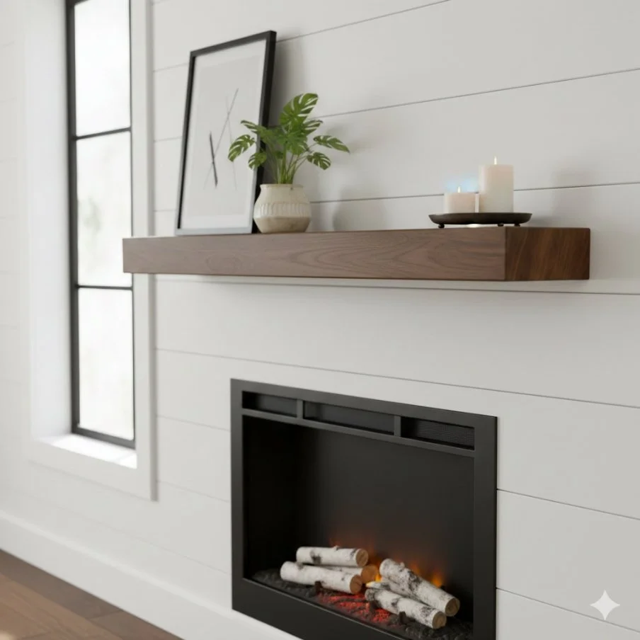 60” Handcrafted Floating Fireplace Mantel