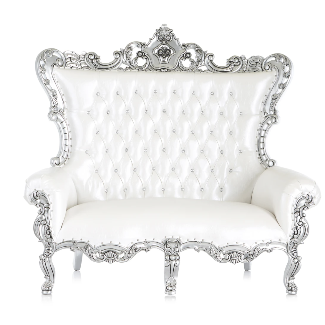 silver-throne-loveseat-rental