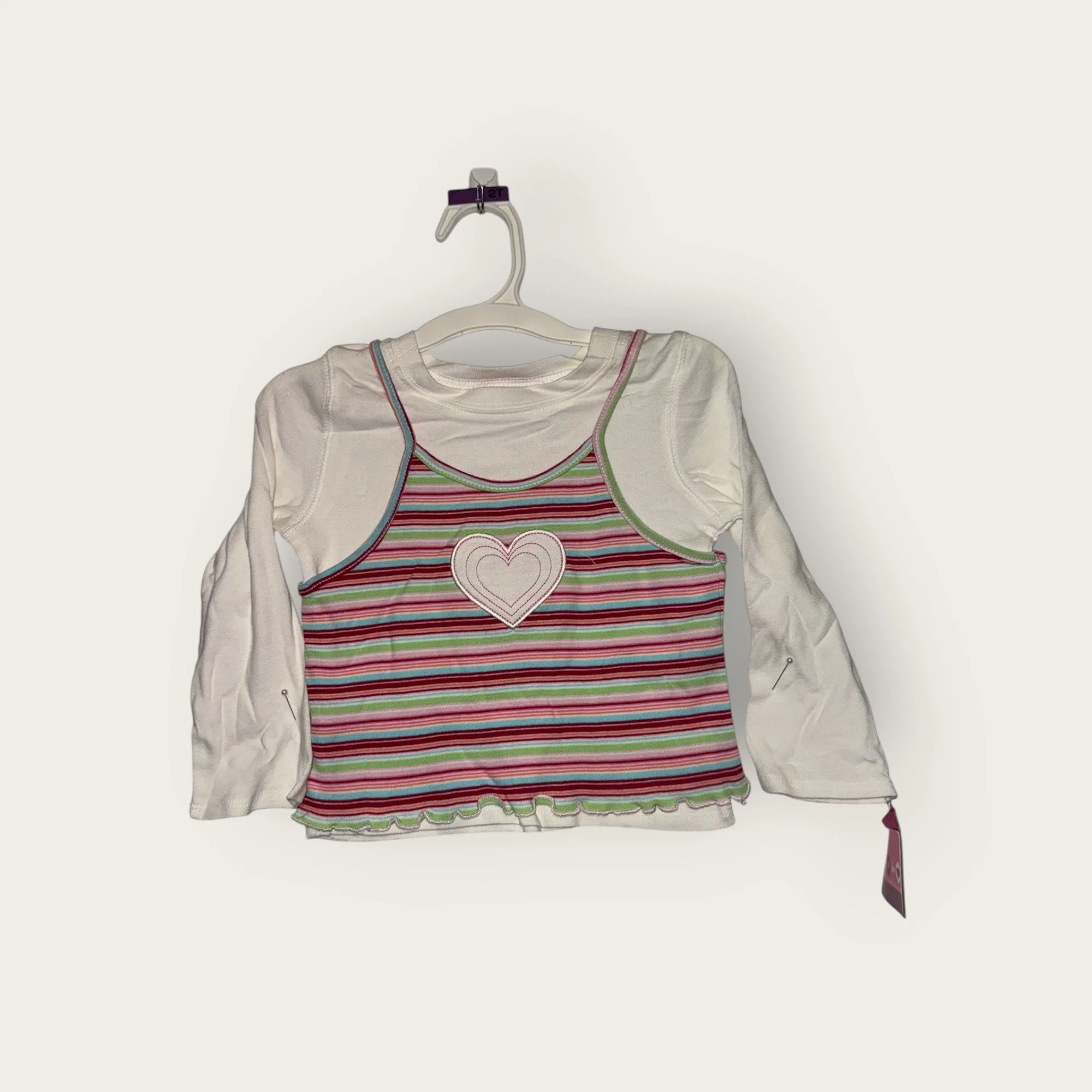 Heart "Striped" Strap/Long Sleeve Shirt