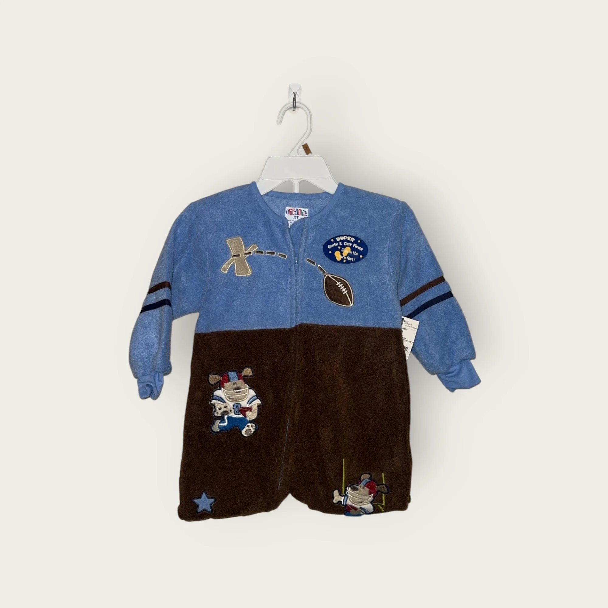 OkieDokie "Puppy Goal Game On" Footed Pajamas
