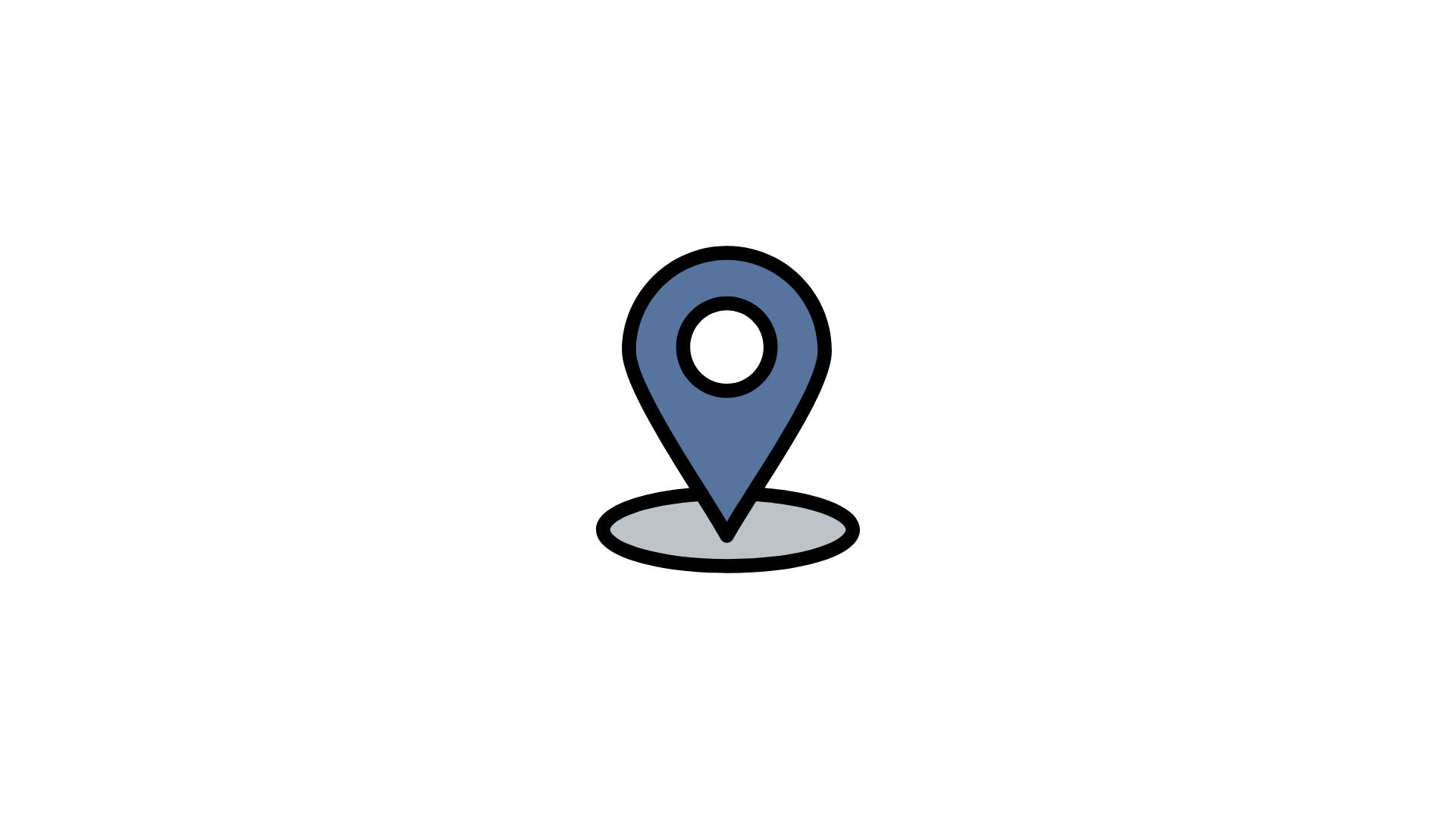 A digital map icon with a blue location pin marker on a black background.