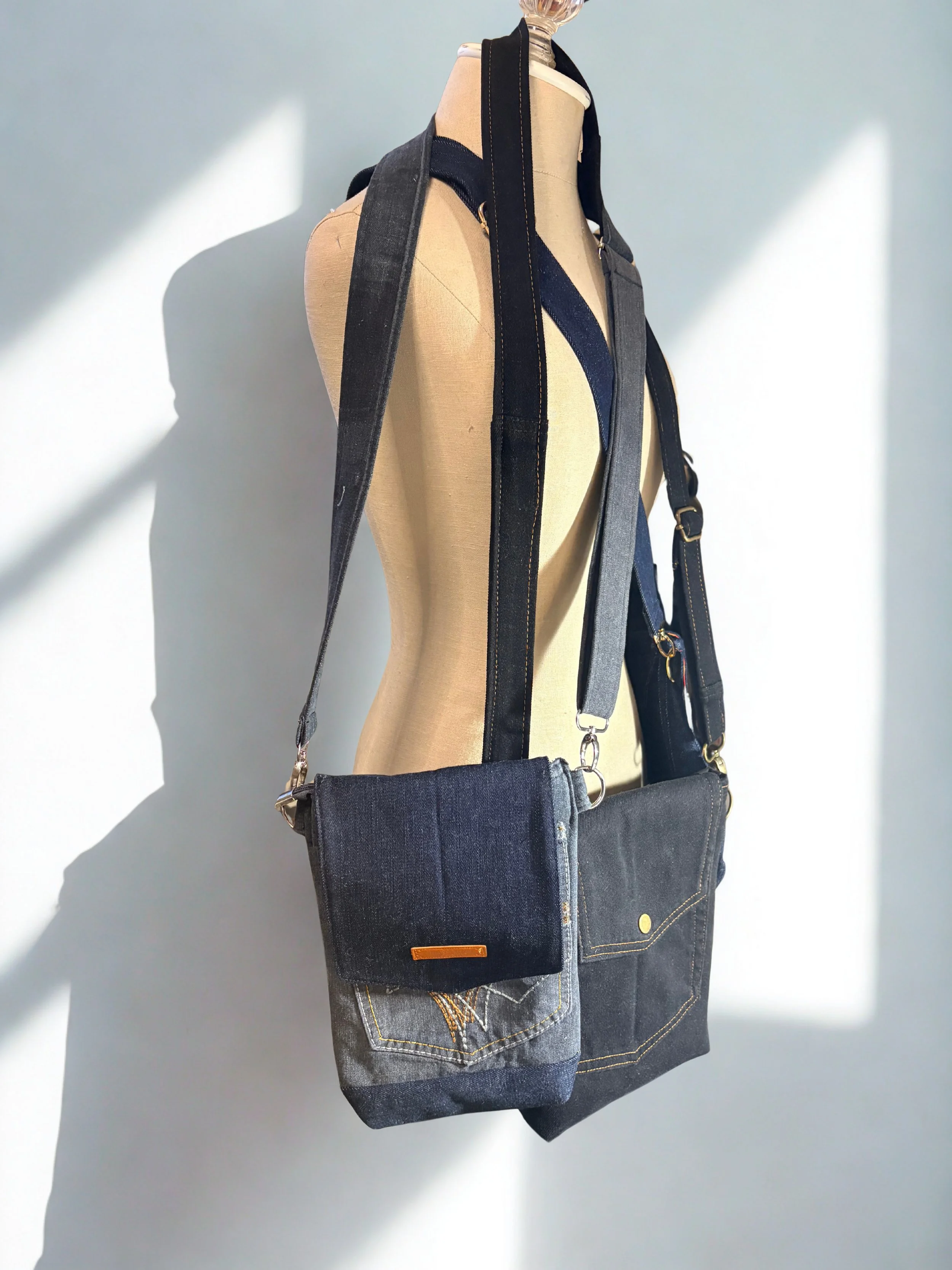 The Backbeat Crossbody — Reclaimed Denim Edition