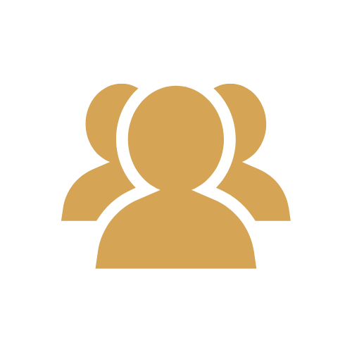 Icon of three gold-colored human figures representing a group or community.
