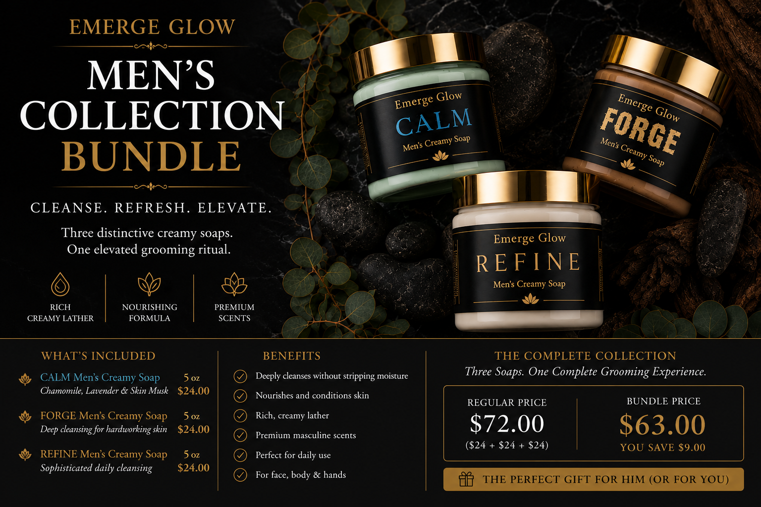 Men's Creamy Soap Collection Bundle