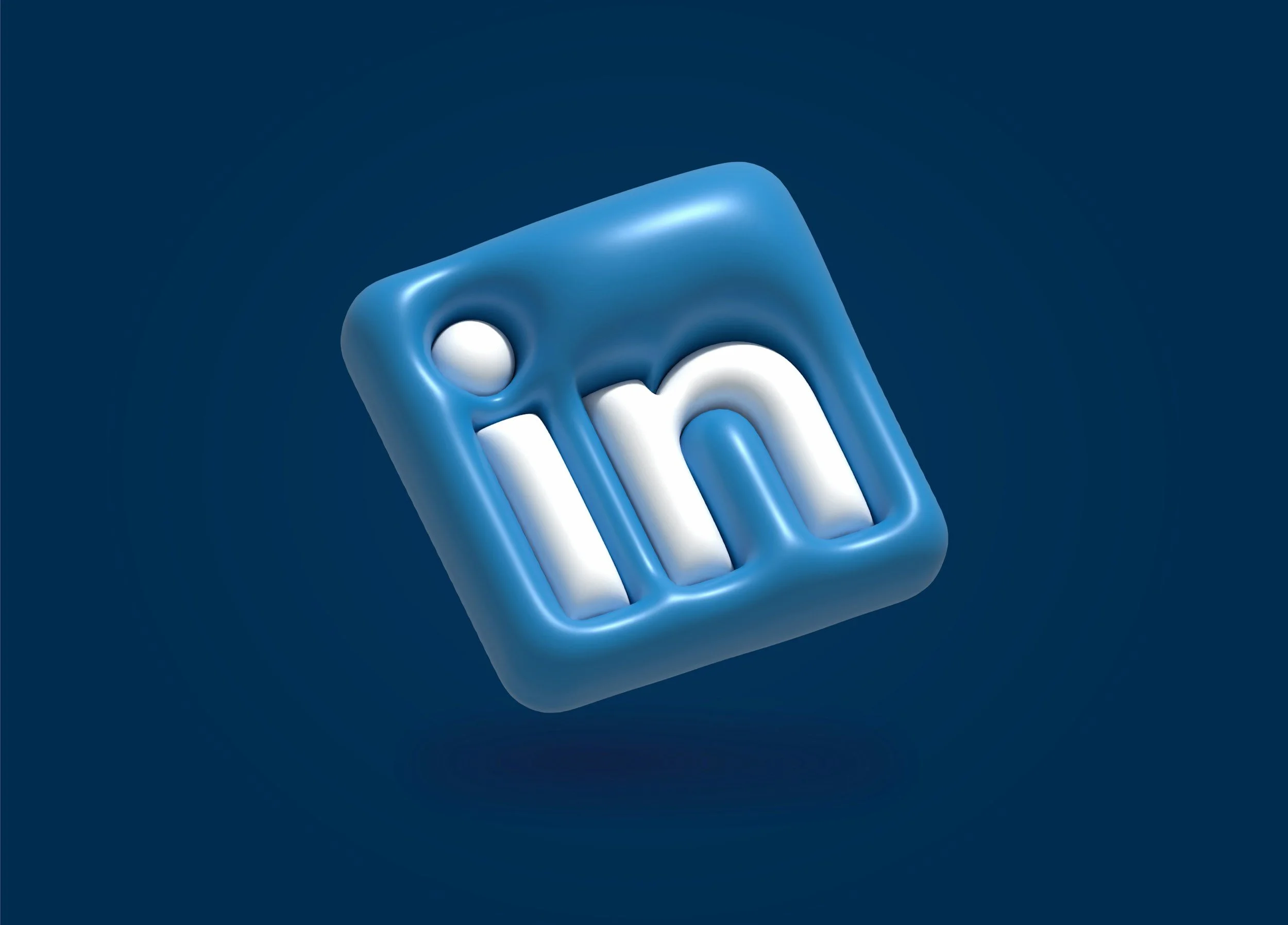 3D LinkedIn logo with blue background and white letters.