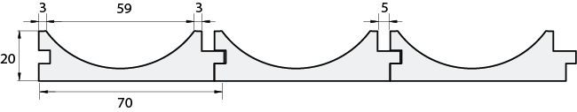 Onewood Scallop Technical Drawing Profile
