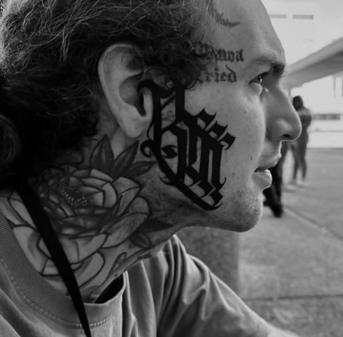 Cody Eckenrode, owner and artist of CREate Tattoo Studio, shown in side profile.