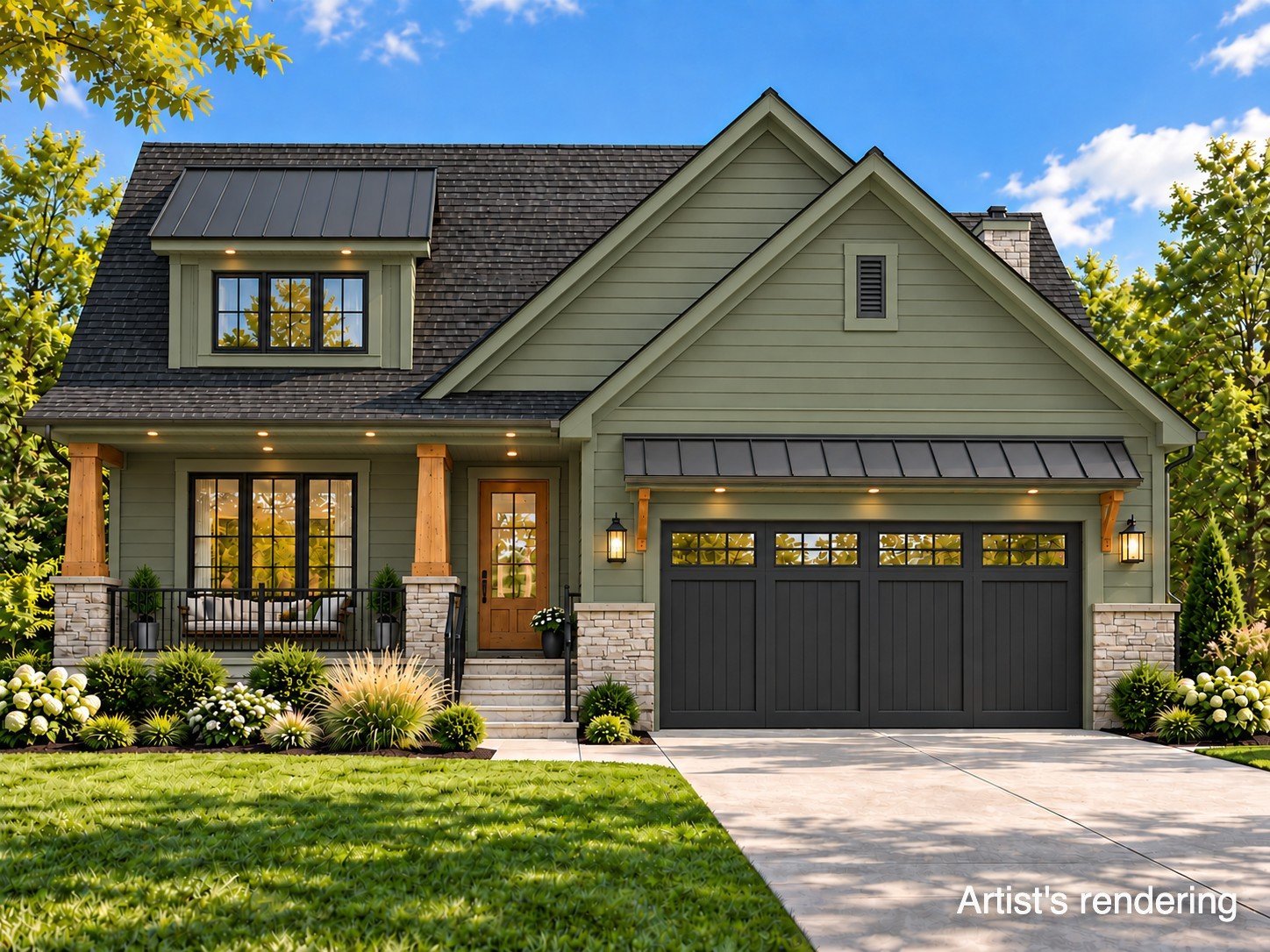 Rendering of a Craftsman bungalow by County Homes