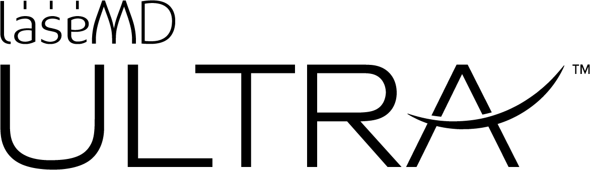 The image shows a logo with the words "LaserMD ULTRA" in black text, with 'ULTRA' being more prominent, featuring a stylized swoosh through the letter 'A'.