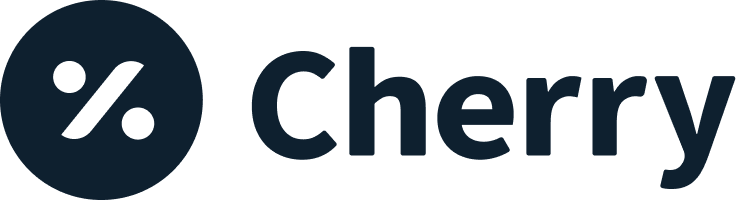 Percent symbol inside a circle logo next to the word 'cherry'.