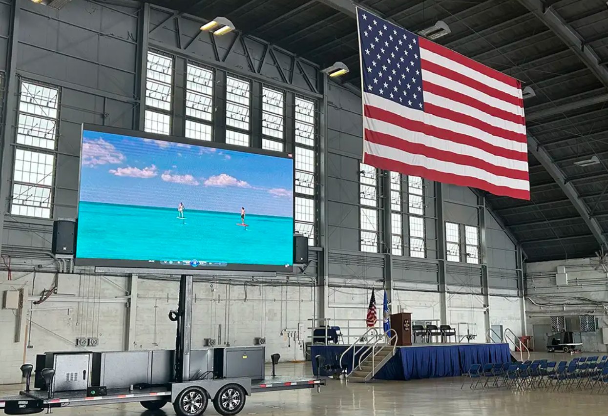 Highly visible mobile LED Screen can be used for campaigns, outdoor services, and family movie nights