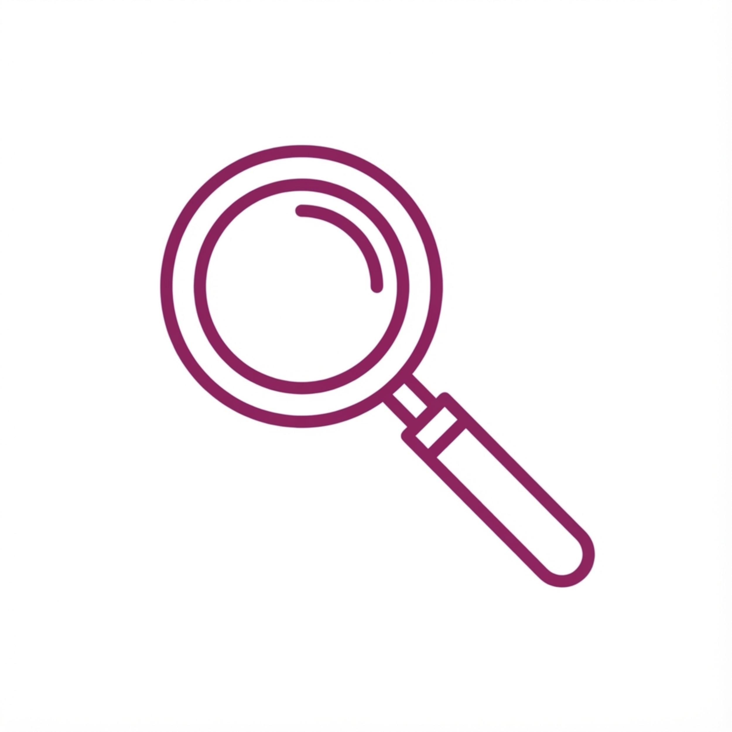 Ilustración de una lupa en línea de color morado.