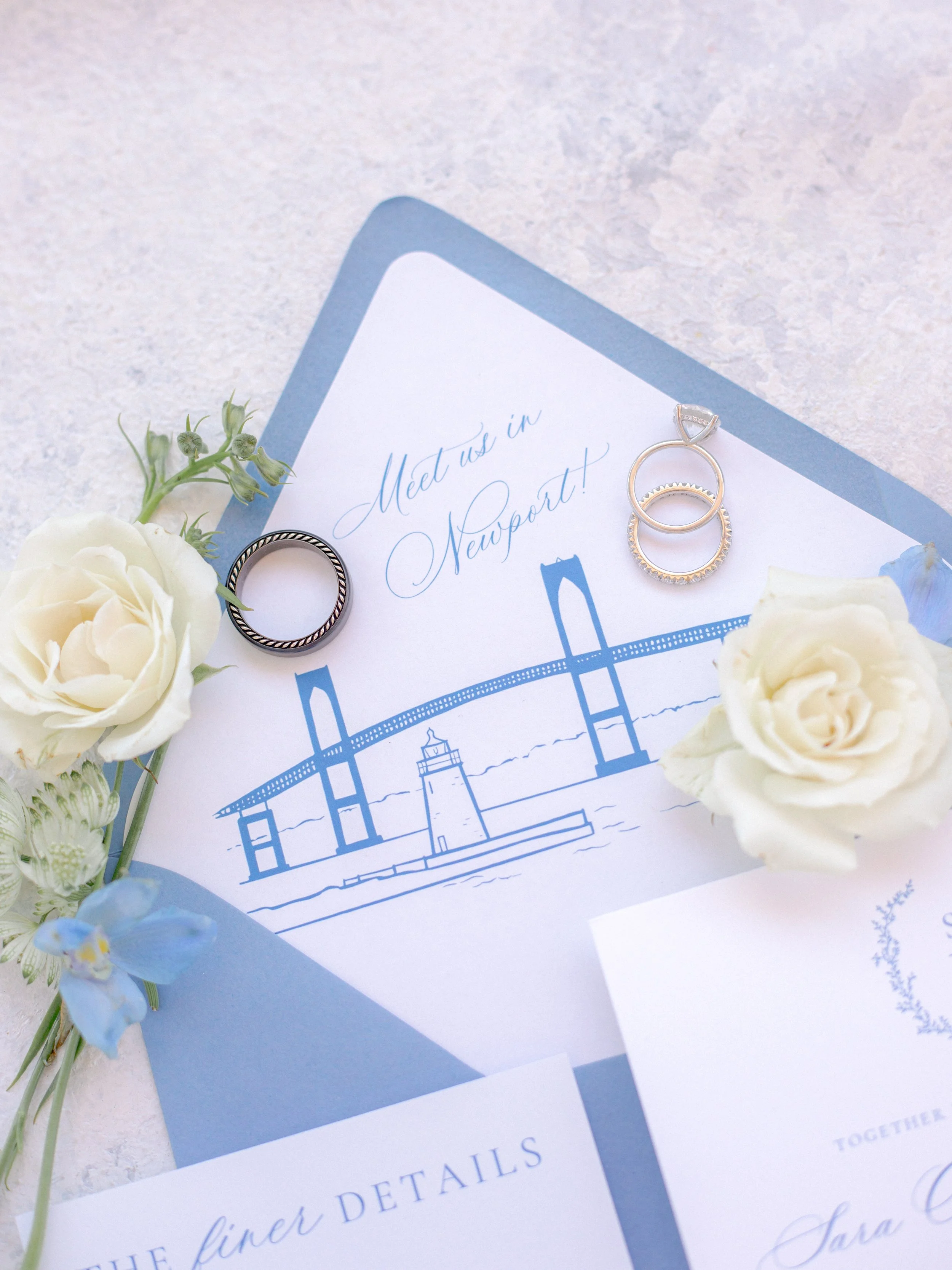 Newport bridge envelope liner for an invitation suite at OceanCliff Hotel