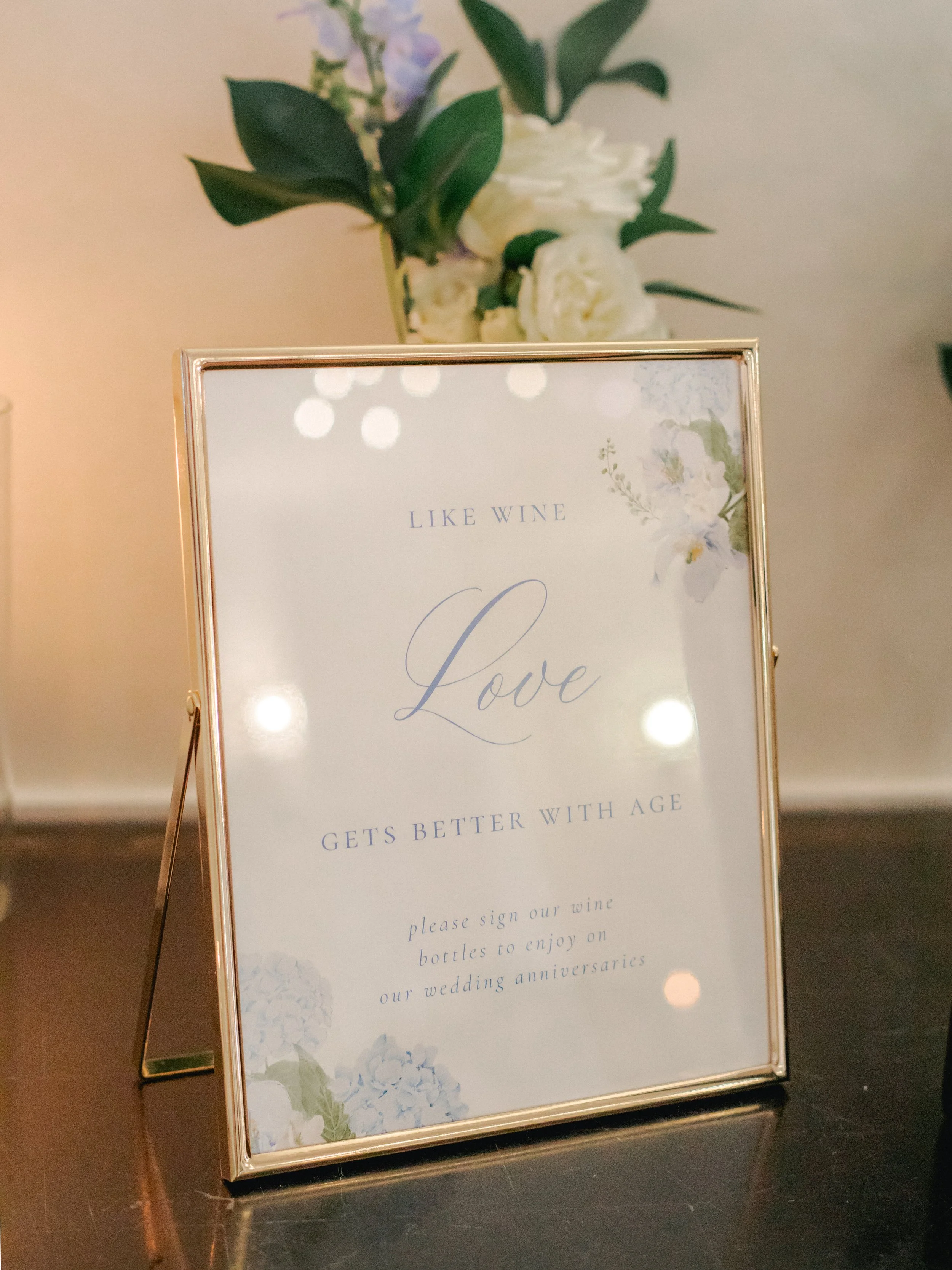 Card stock guestbook sign for coastal blue wedding at OceanCliff Hotel in Newport