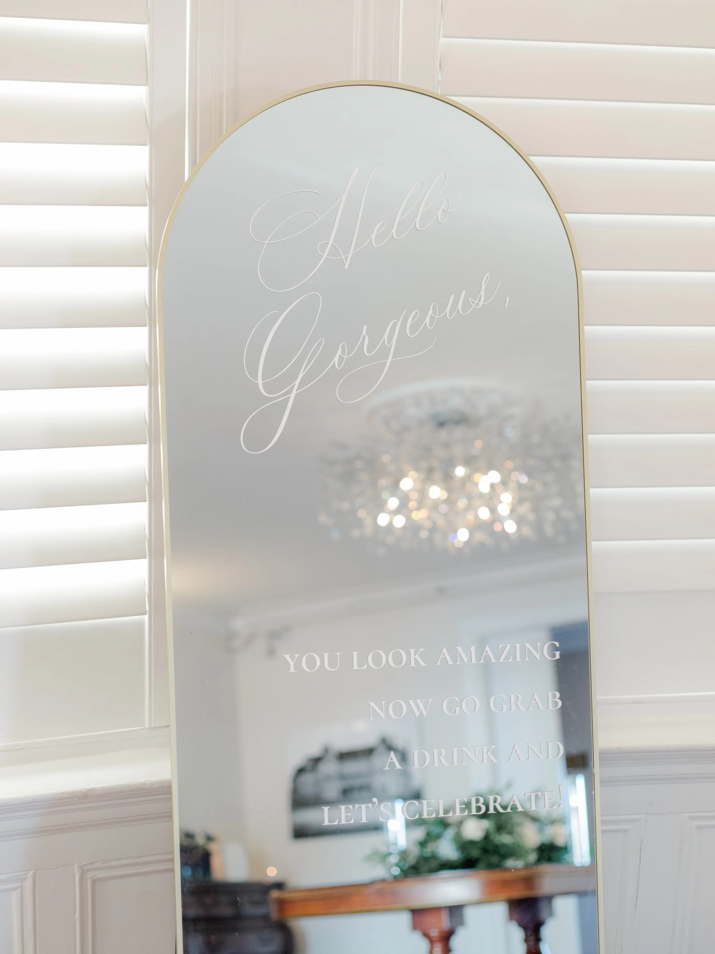 Coastal blue selfie mirror for OceanCliff Hotel in Newport