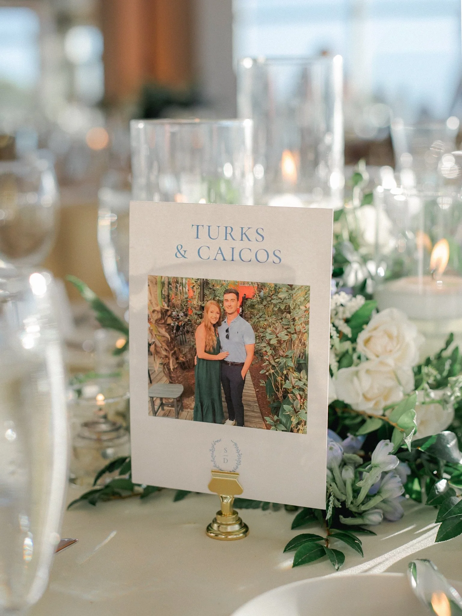 custom photo card stock table numbers for a coastal celebration
