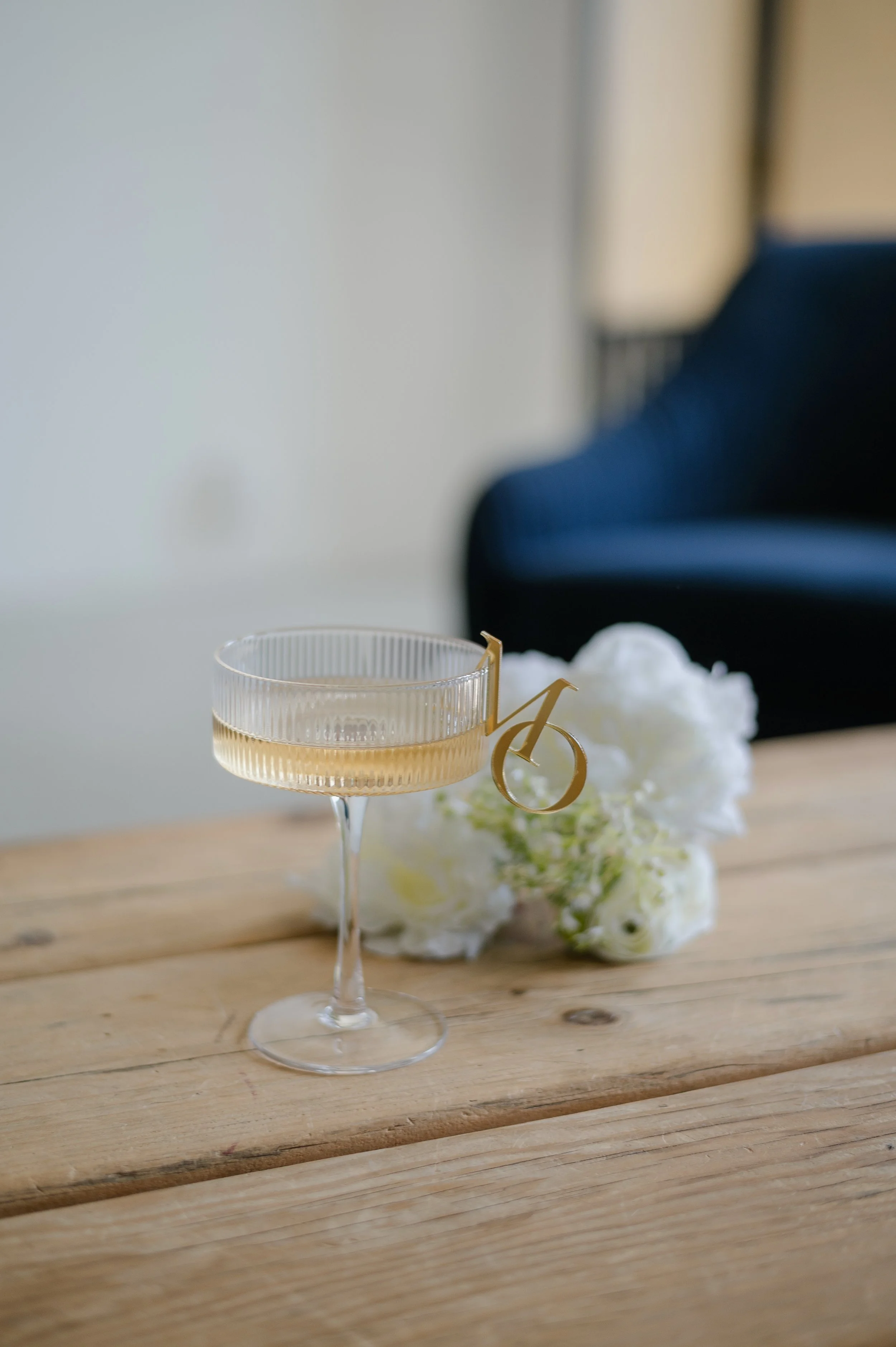 Custom acrylic drink initials in gold