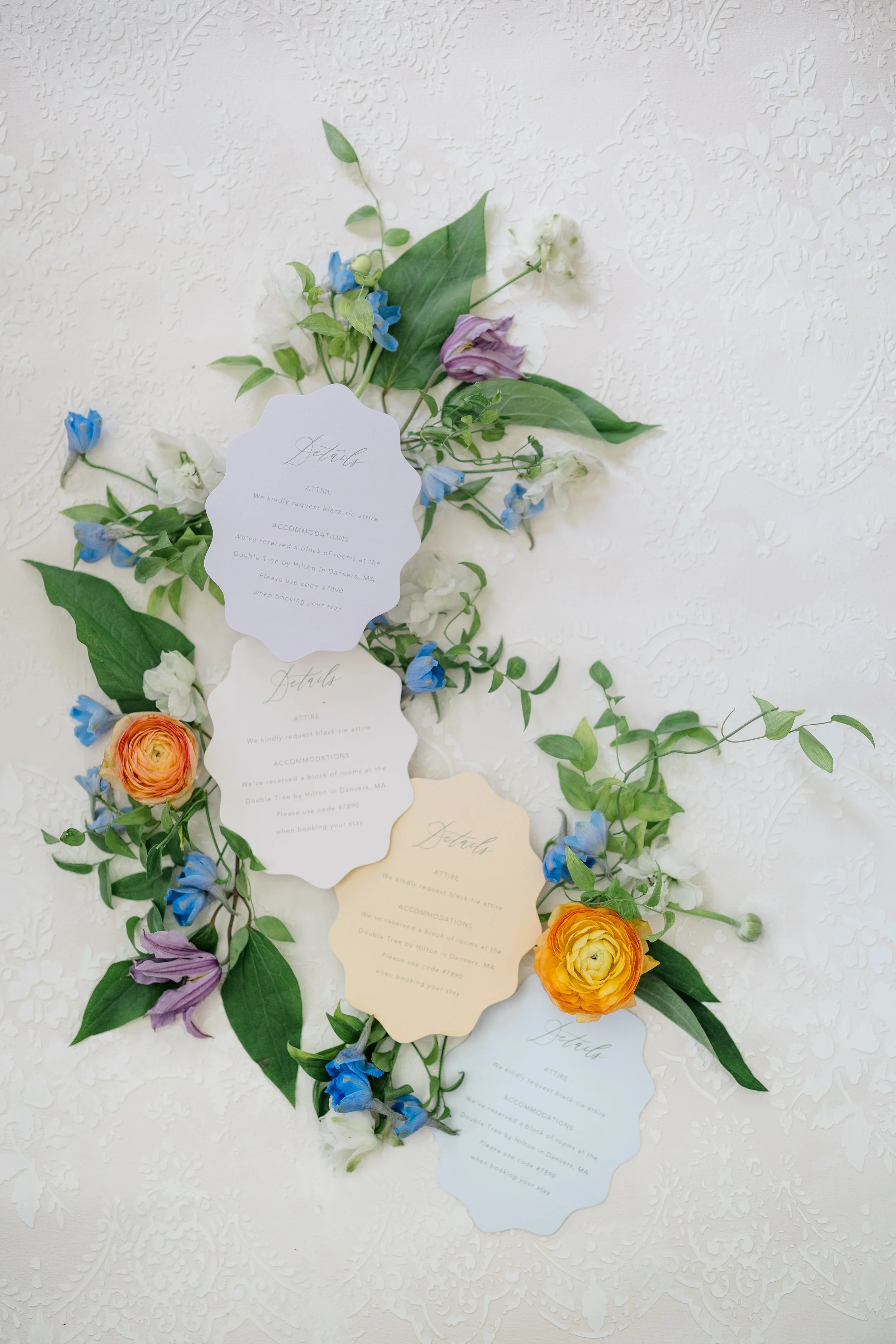 Custom bespoke garden party colorful wedding invitation suite featuring florals, wax seal, and a modern elegant layout  - The Evermore