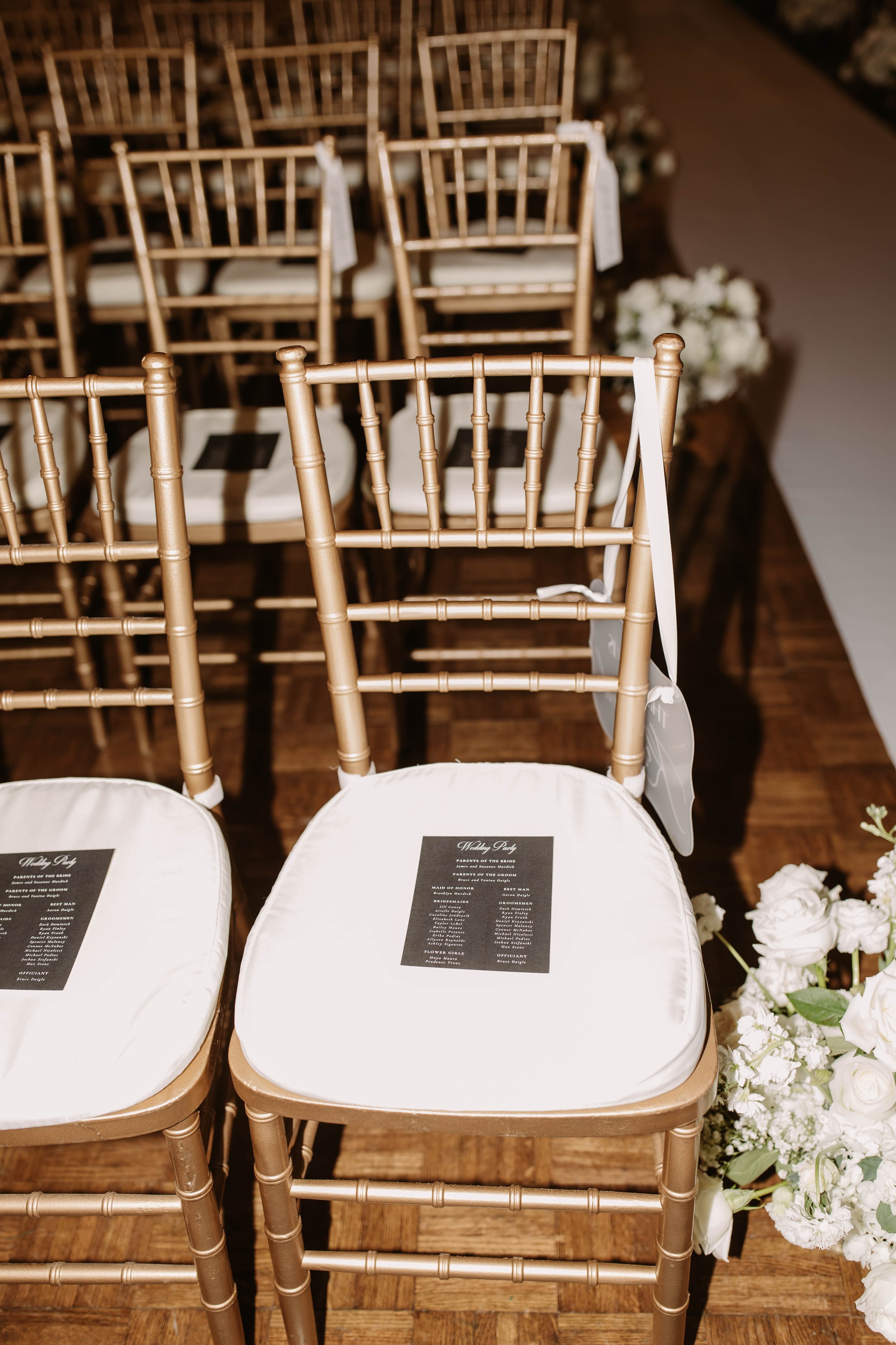 white and black wedding ceremony programs at the fairmont copley plaza