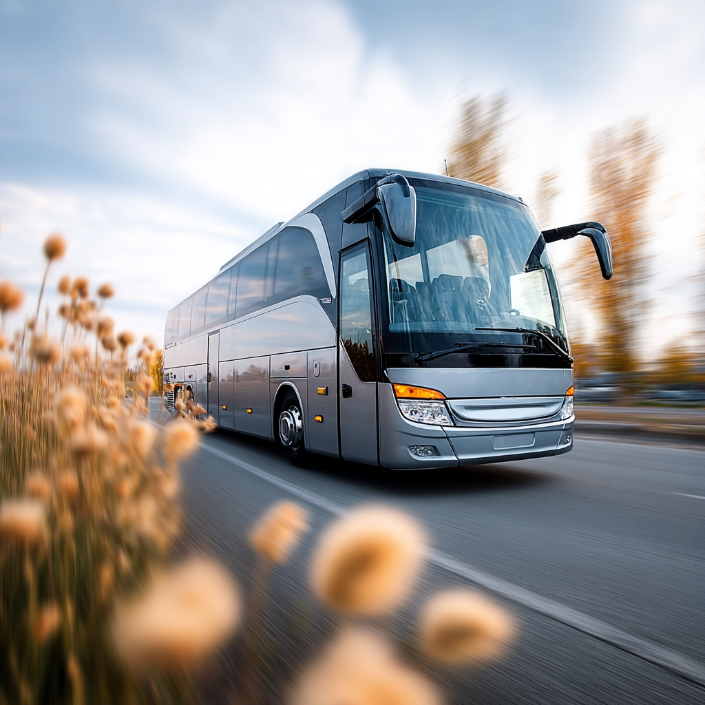 Texas Space Tours expedition coach traveling to South Padre Island