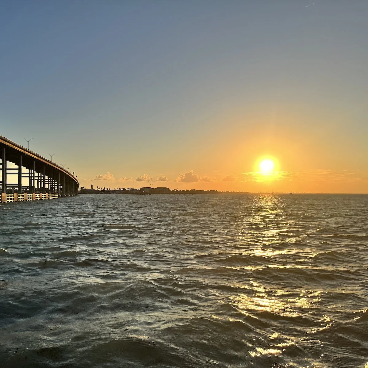 Sunset over Laguna Madre near South Padre Island launch viewing area