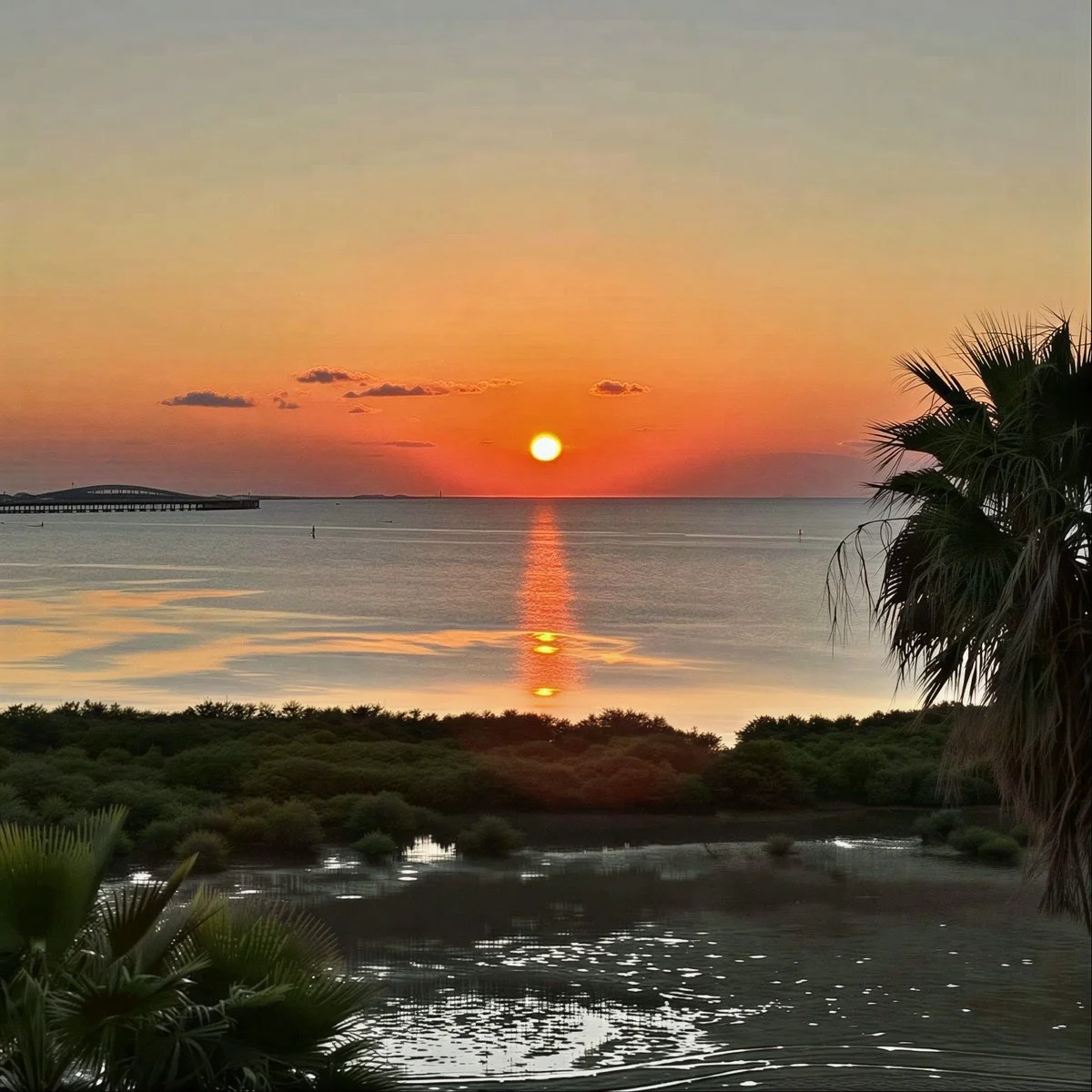 Sunset over South Padre Island coastline near Starship launch site