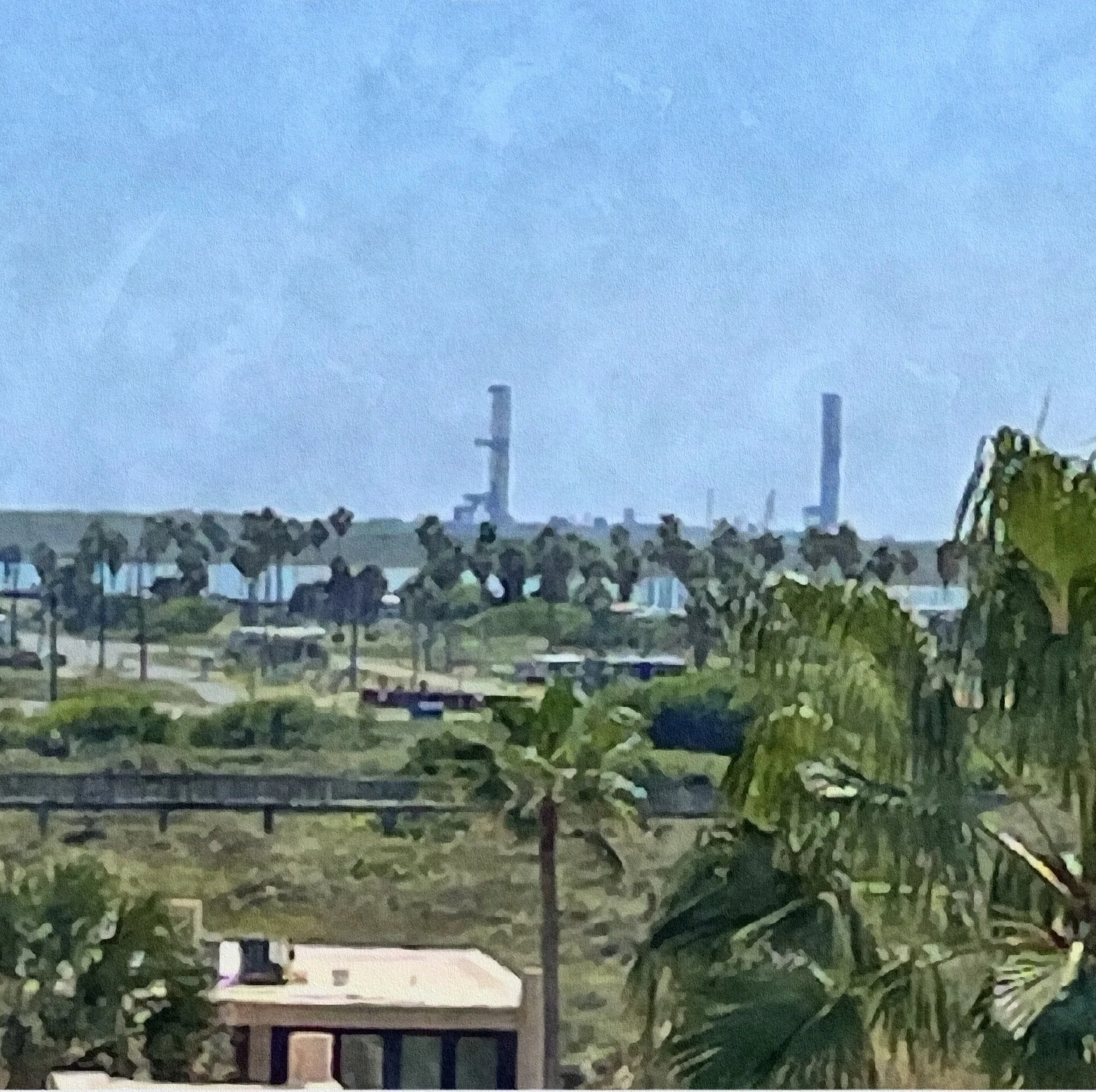View toward Boca Chica industrial area near SpaceX Starship launch site